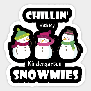 Chillin' With My Kindergarten Snowmies Christmas Sticker